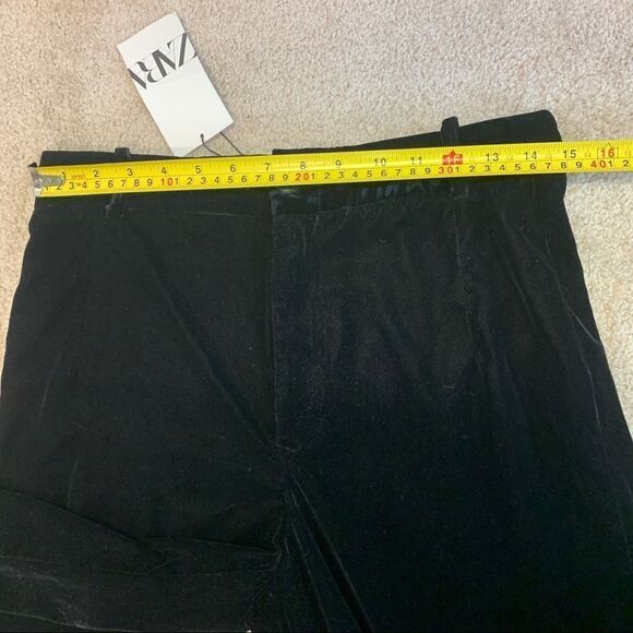 Zara black velvet high waisted straight leg pants size M NWT - Picture 10 of 12